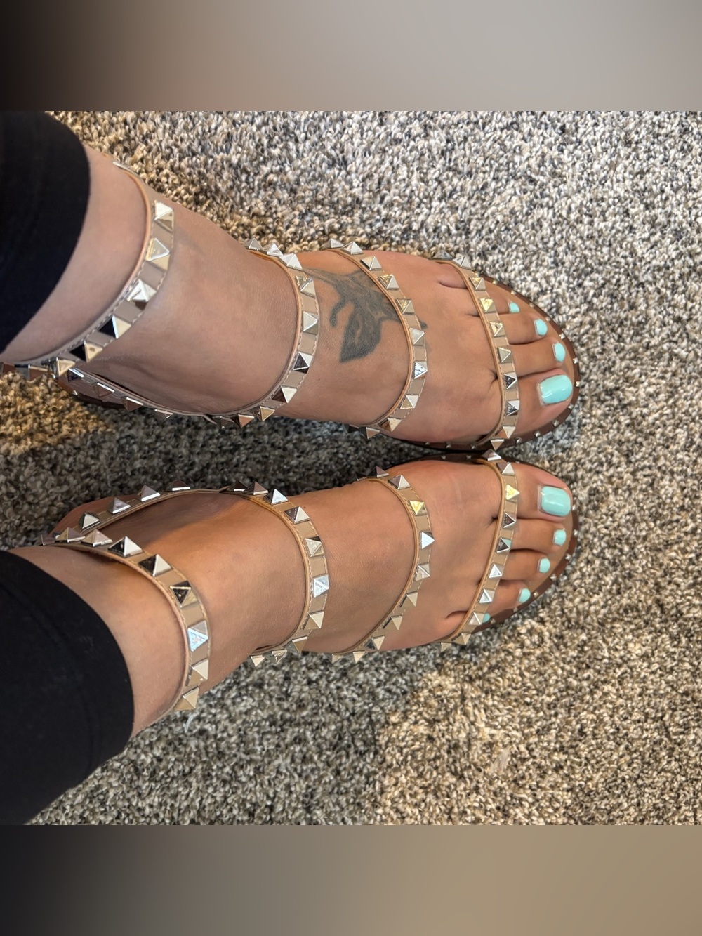 Steve Madden Studded Nude Strappy Sandals - Women